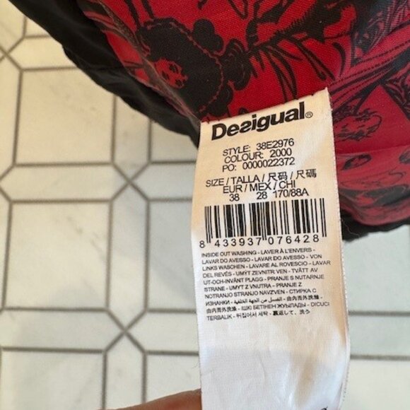 Black Desigual winter coat size S with hood.  EUC - Picture 6 of 6